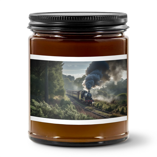 9oz Amber Jar Candle | 3"x2" White Label | Black Matte Lid