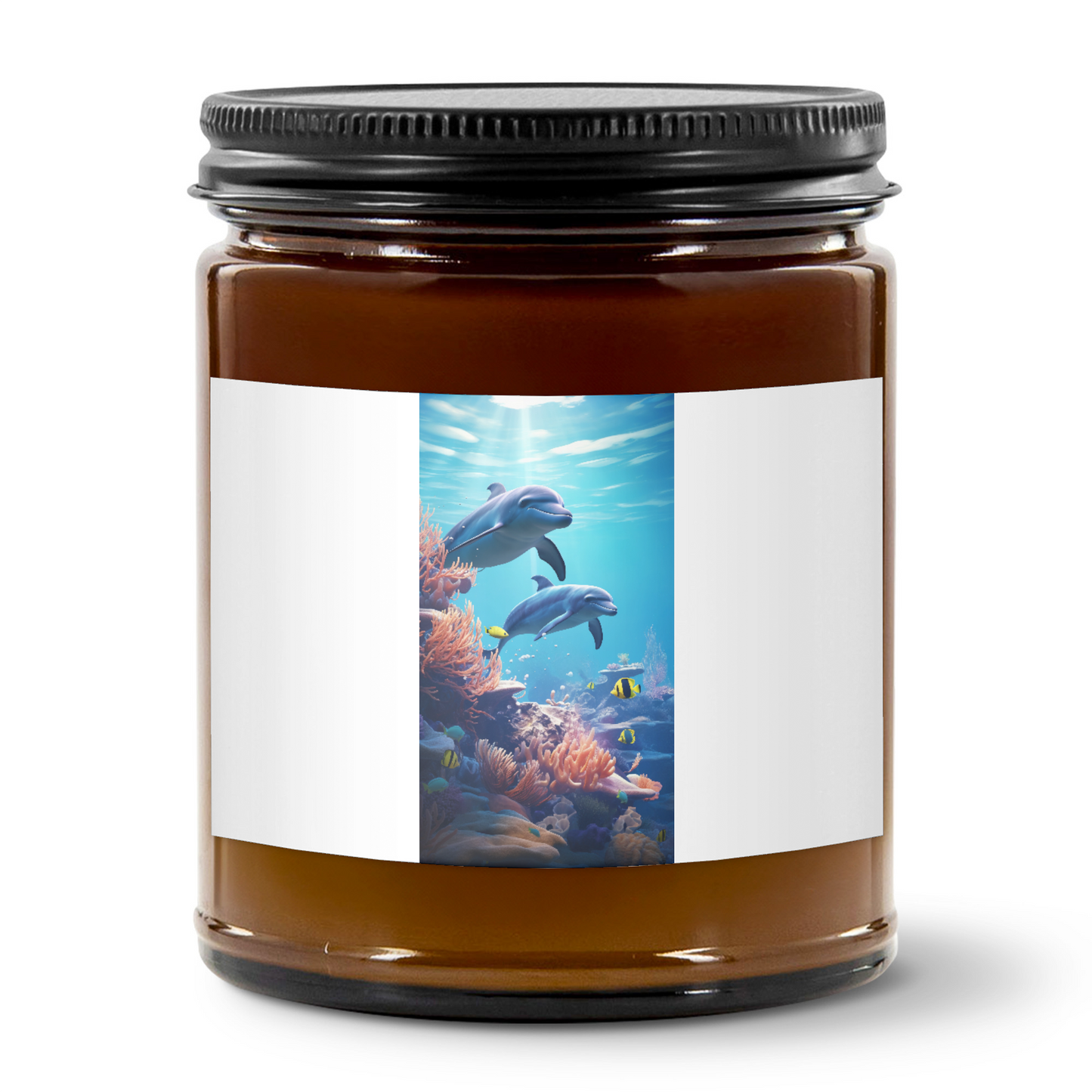 9oz Amber Jar Candle | 3"x2" White Label | Black Matte Lid
