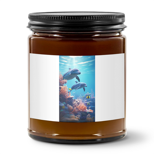 9oz Amber Jar Candle | 3"x2" White Label | Black Matte Lid