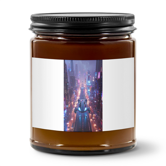 9oz Amber Jar Candle | 3"x2" White Label | Black Matte Lid