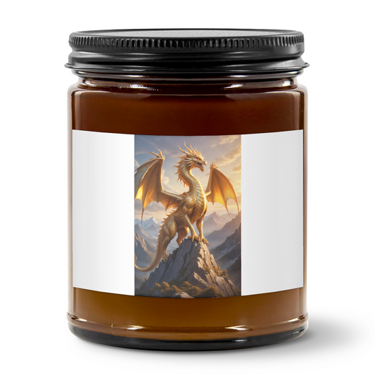 9oz Amber Jar Candle | 3"x2" White Label | Black Matte Lid
